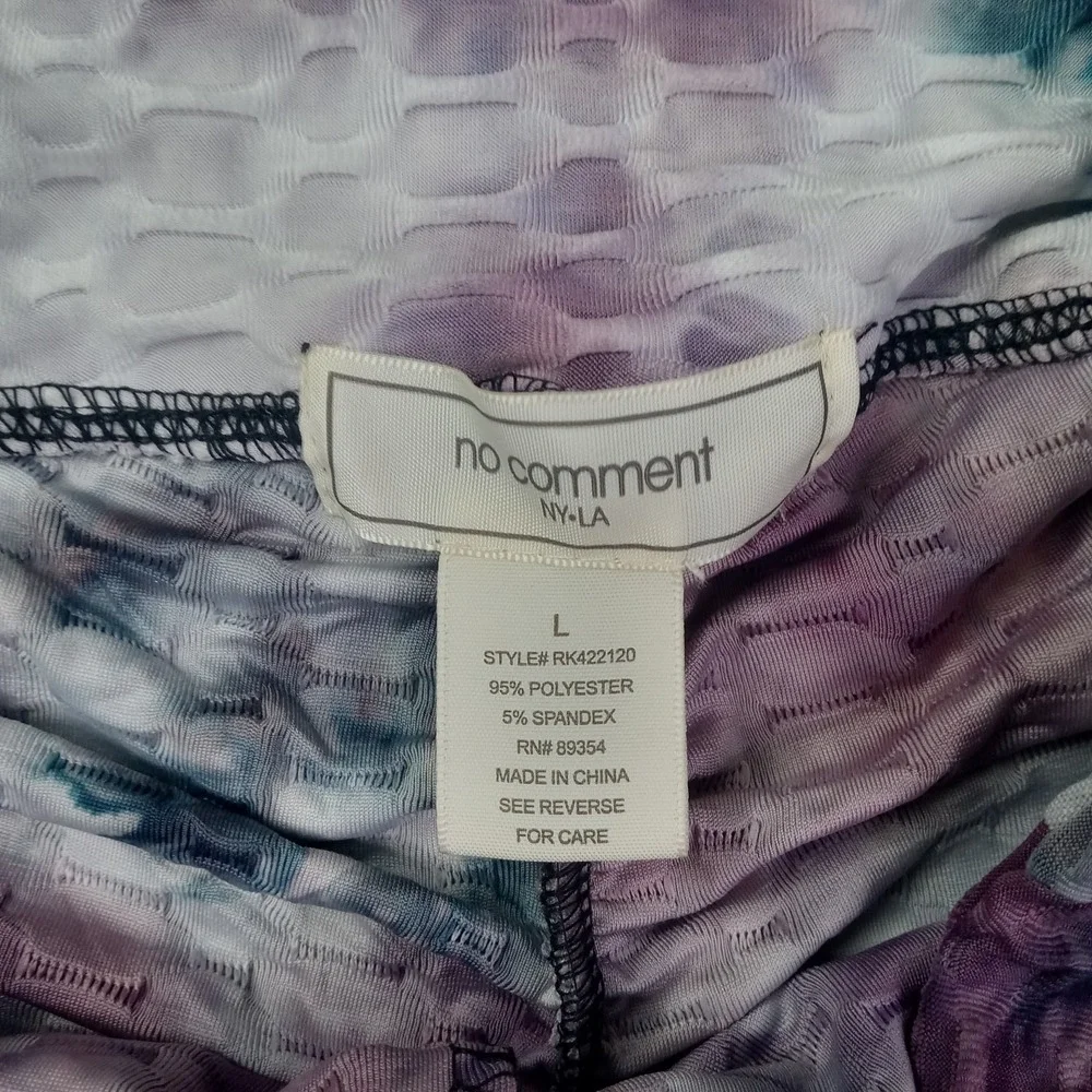 No Comment Textured Biker Shorts Women's Size L Large Purple Tie-Dye Pattern